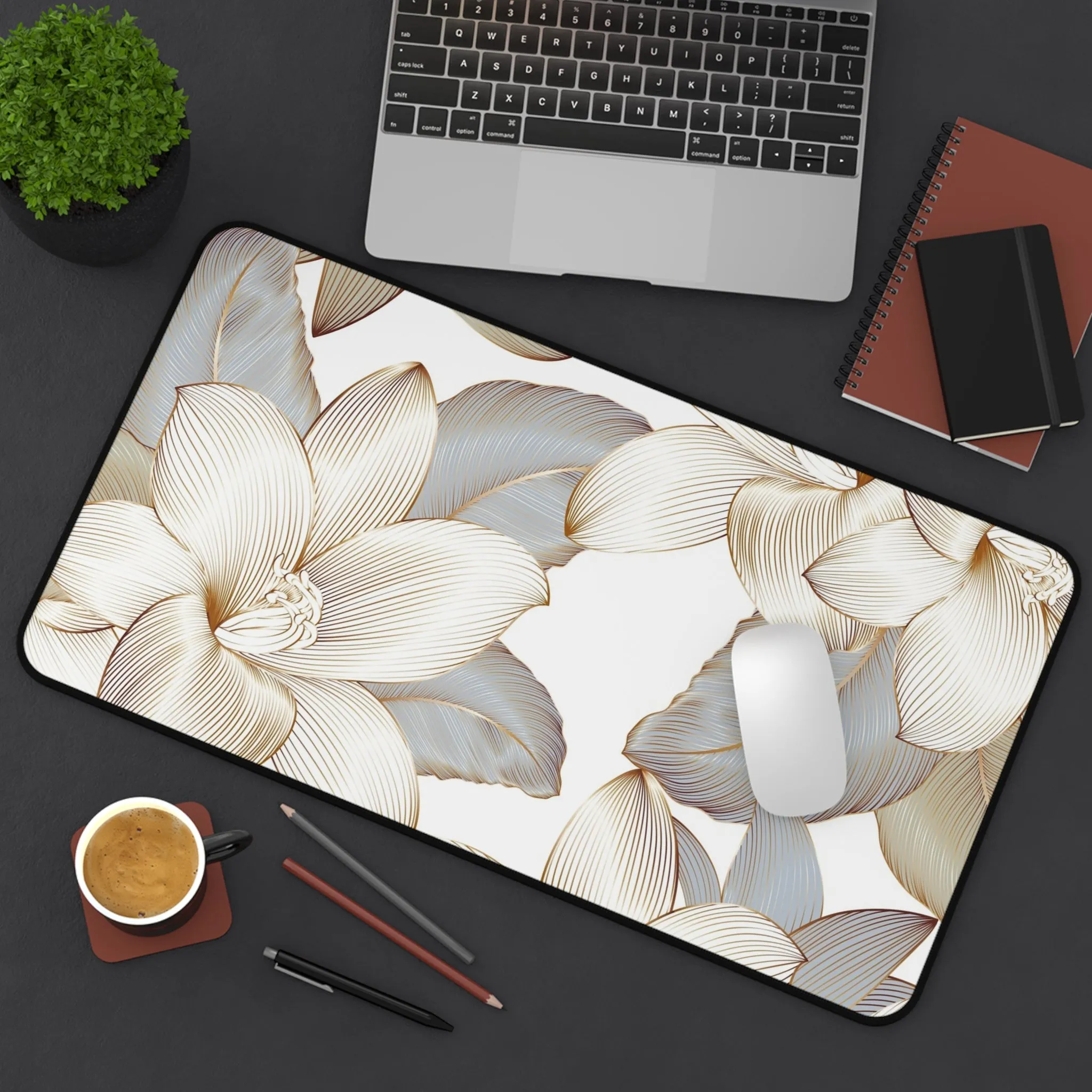 Desk Mat - Vivid Gold Fall Flower Computer Pad