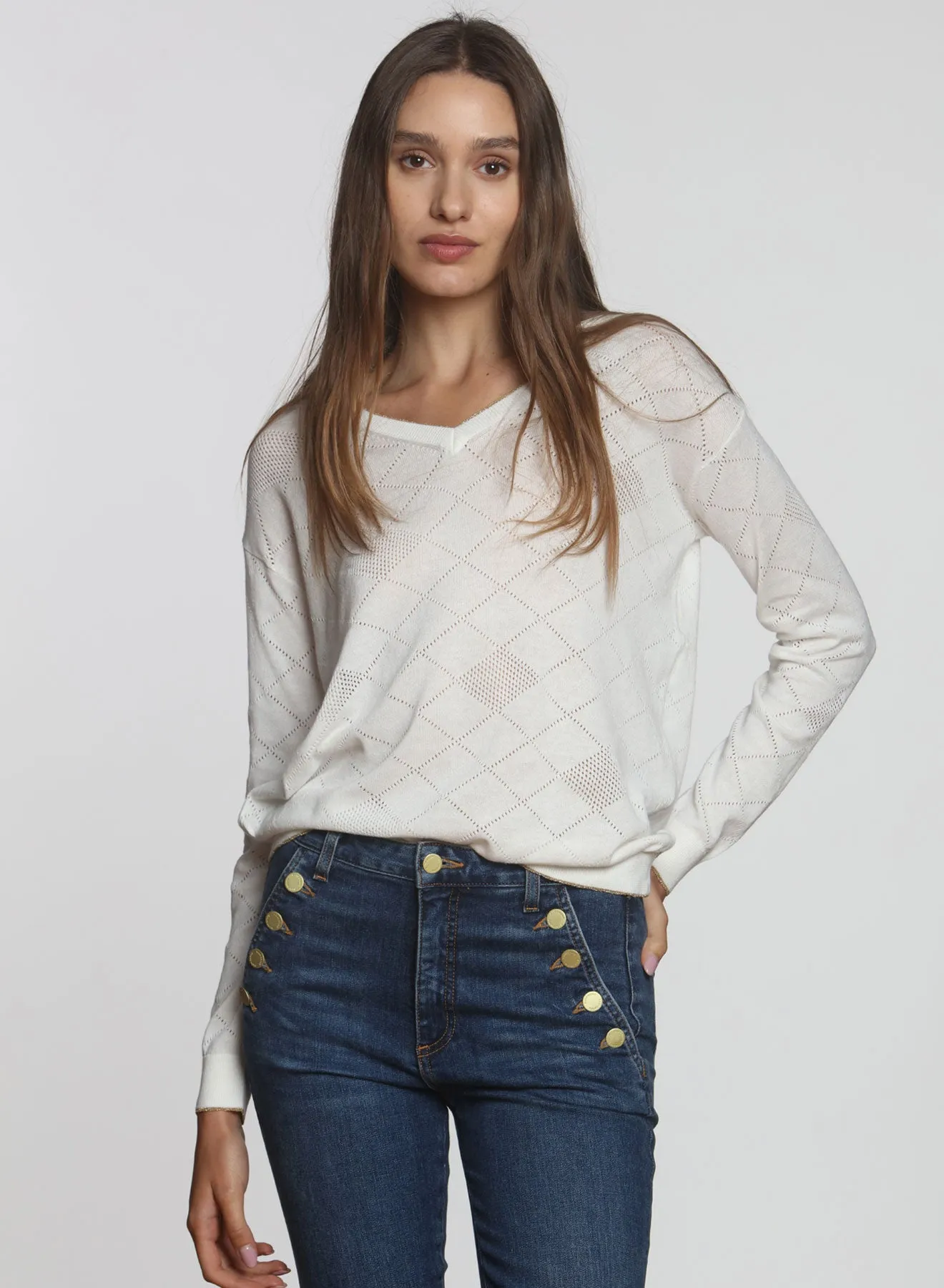 Diamond Mesh Vee - White