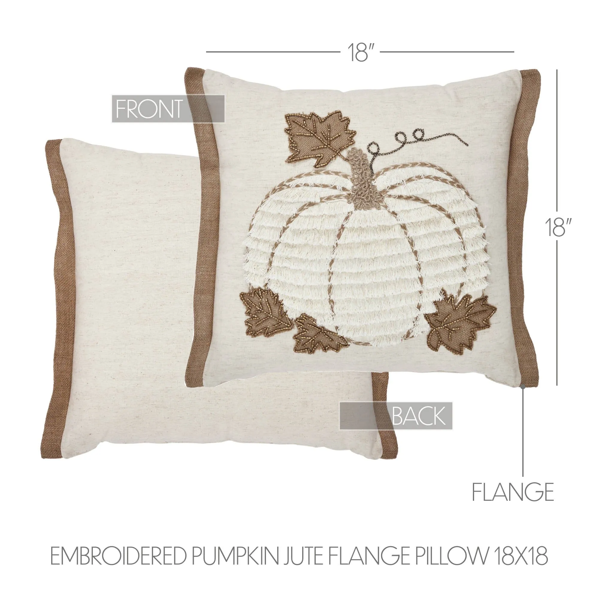 Embroidered Pumpkin Pillow 18"