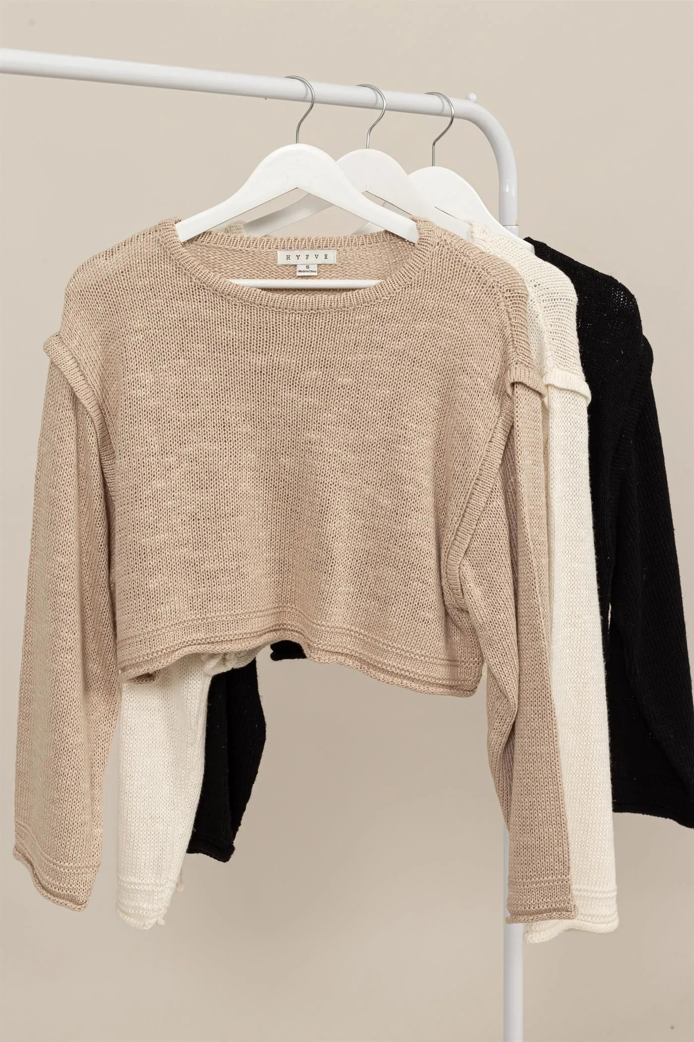 HF24E781-Cropped Sweater Pullover