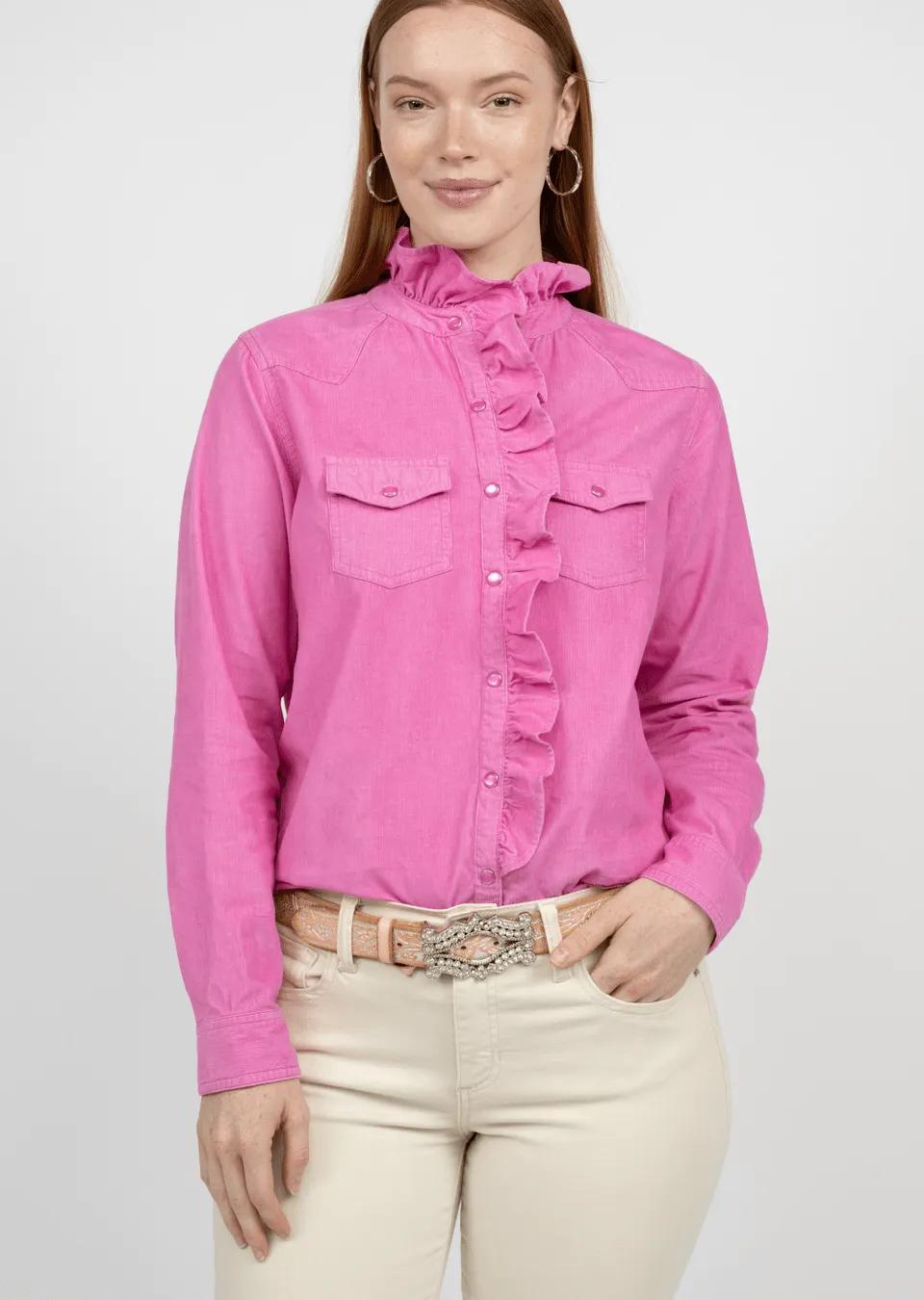 Ivy Jane 641414 Heart to Heart Corduroy Ruffle Snap Shirt
