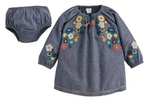 Mud Pie Chambray Embroidered Dress & Bloomer Set