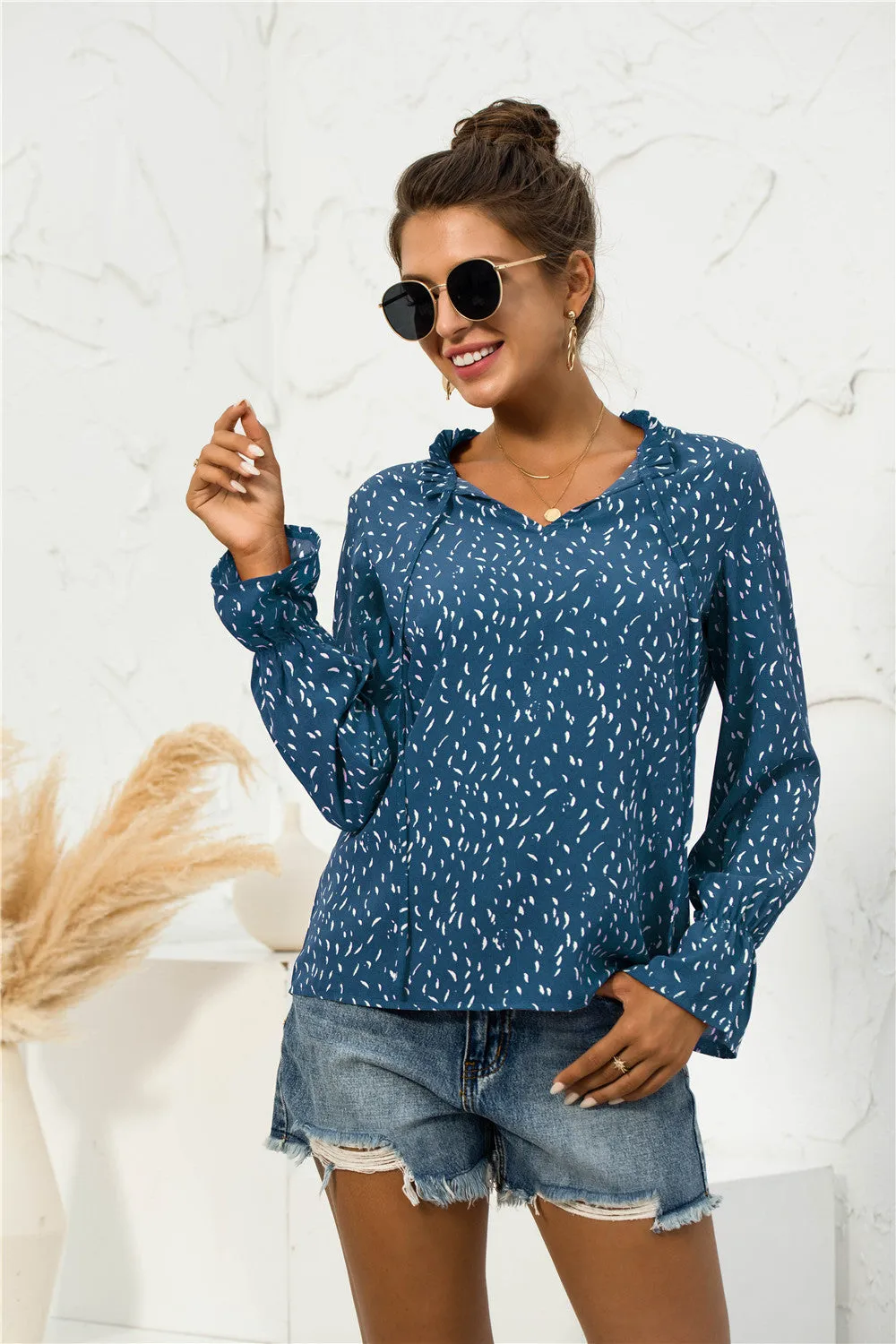 Soft Printed Puffed Sleeve Blouse
