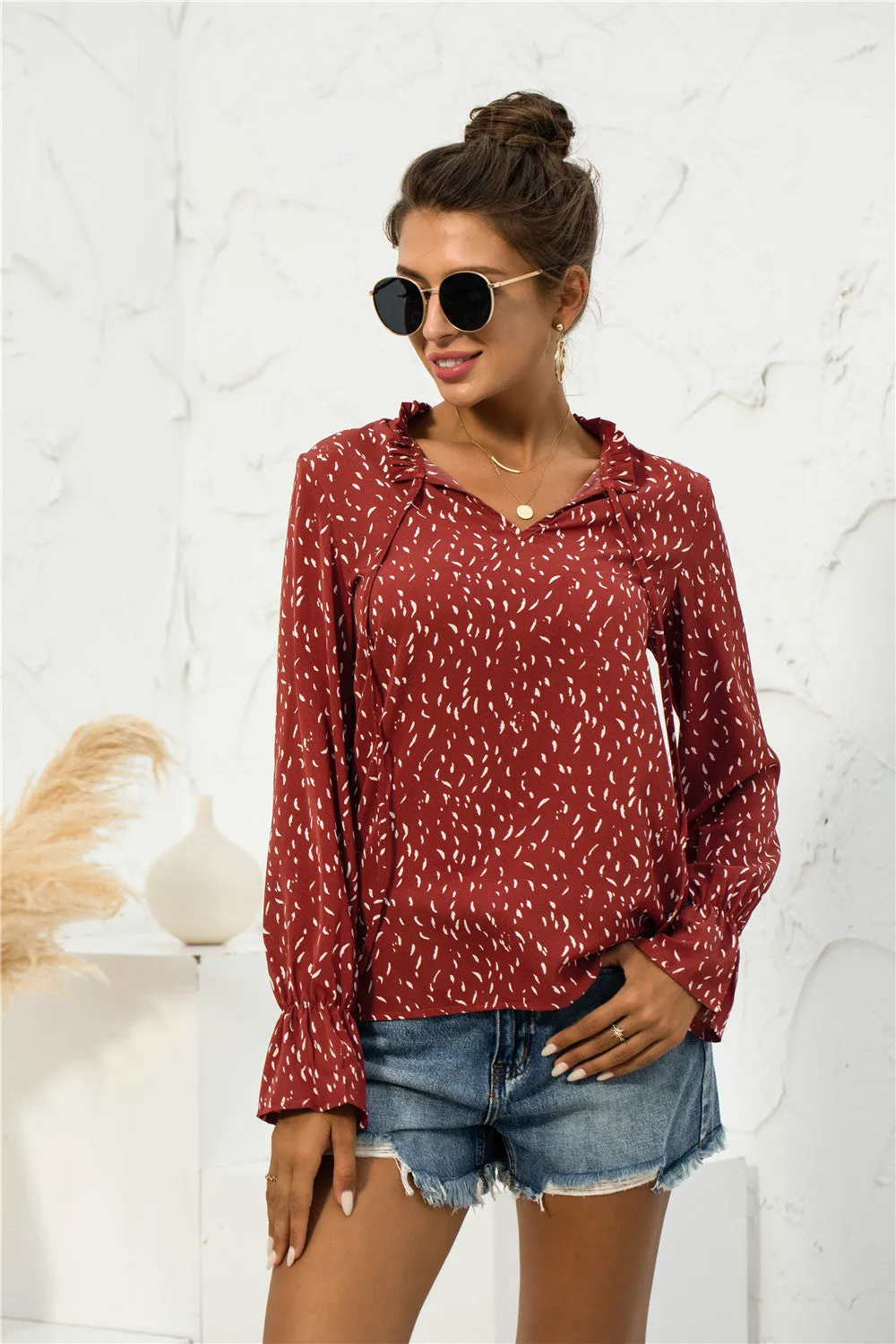 Soft Printed Puffed Sleeve Blouse
